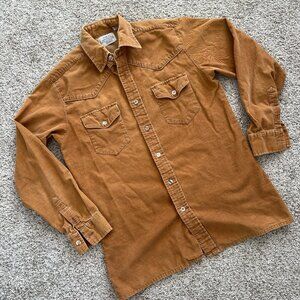 70's Corduroy Bronze Western Style Mens Shirt - Sears - Size Medium